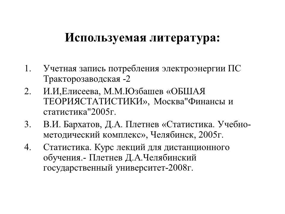 Статистика потребления электроэнергии ЗАО Росси