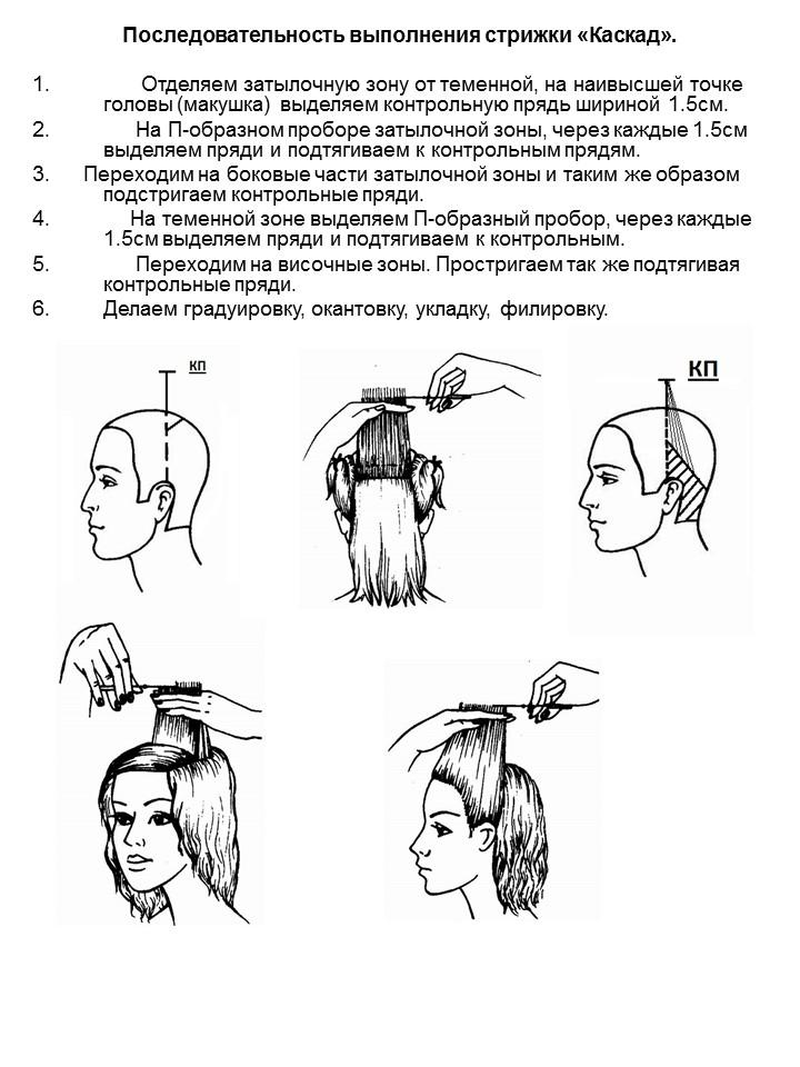 Выполнение стрижки каскад с учетом природных данных волос