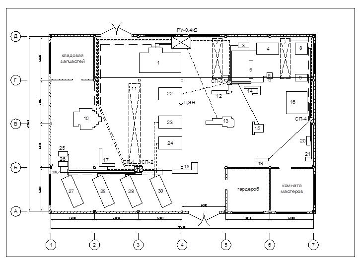 Схема электроснабжения цеха чертеж