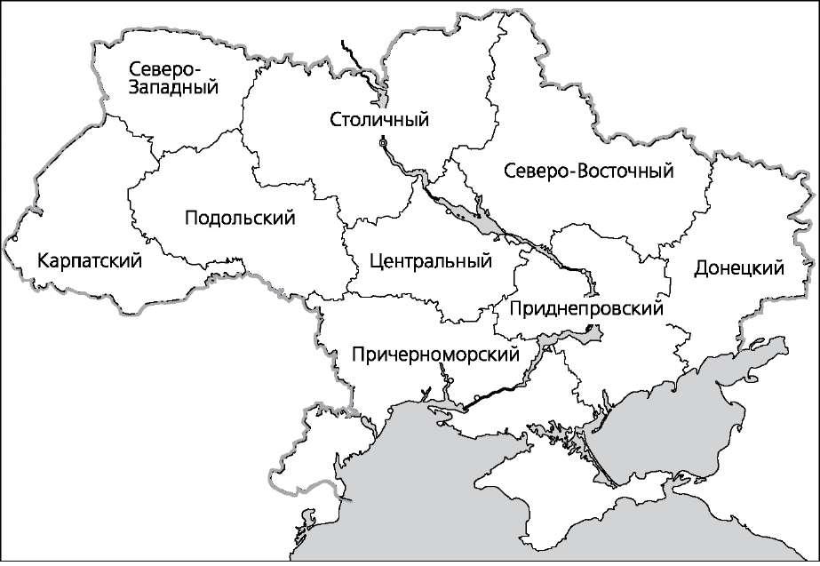 Контурная карта украины с областями и городами на русском