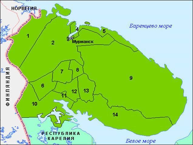 Карта мурманска с районами